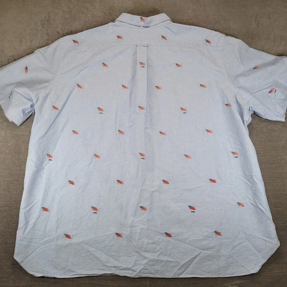 Ralph Lauren Y2K Button Down Shirt Mens 4XB Blue American Flag Oxford